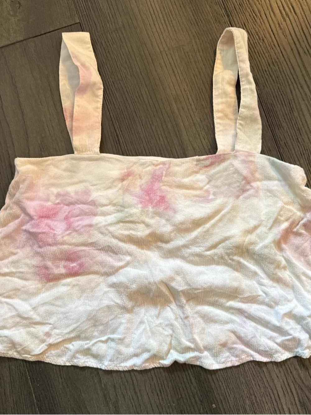 Z Supply White Tank Top with Pink Tie-Dye Accents